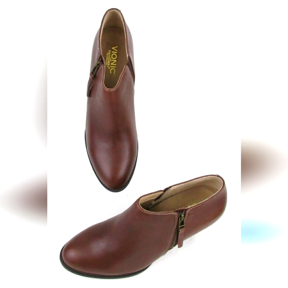 NEW! Vionic Upright Taber Ankle Bootie Toffee Brown Size 8